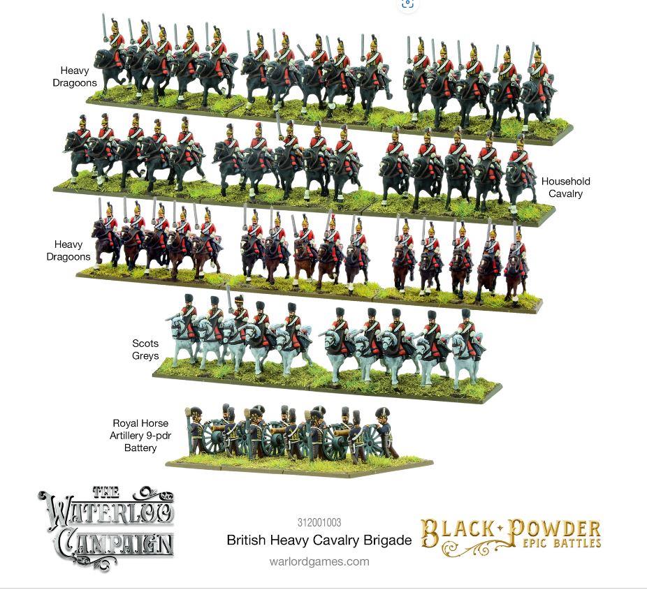 Black Powder 312001003 15MM Epic Battles: Waterloo British Heavy Cavalry Brigade
