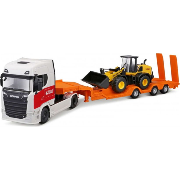Burago 1:43 Scale Mercedes Cab w/Lowloader & Bobcat