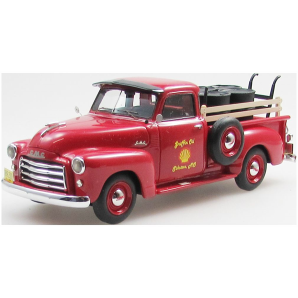 Esval 1:43 Scale GMC Series 100 5 Window Pickup Shell Oil Delivery w/Oil Drums Red 1952