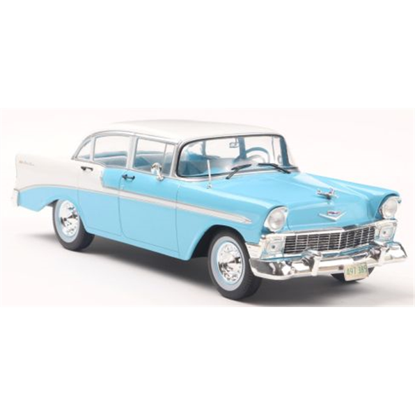 Whitebox 1:24 Scale Chevrolet Bel Air 4-Door Hard Top Blue White 1956