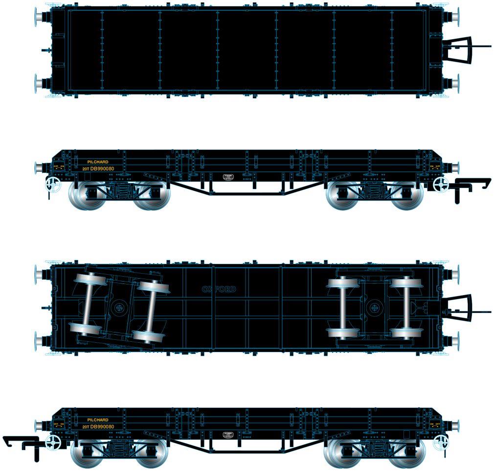 Oxford 1:76 Scale Pilchard Wagon BR Black DB990080