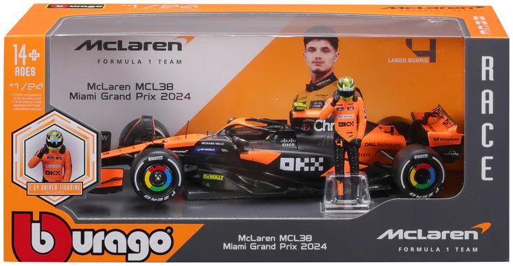 Burago 1:24 Scale McLaren MCL38 F1 2024 Norris w/Driver Figure
