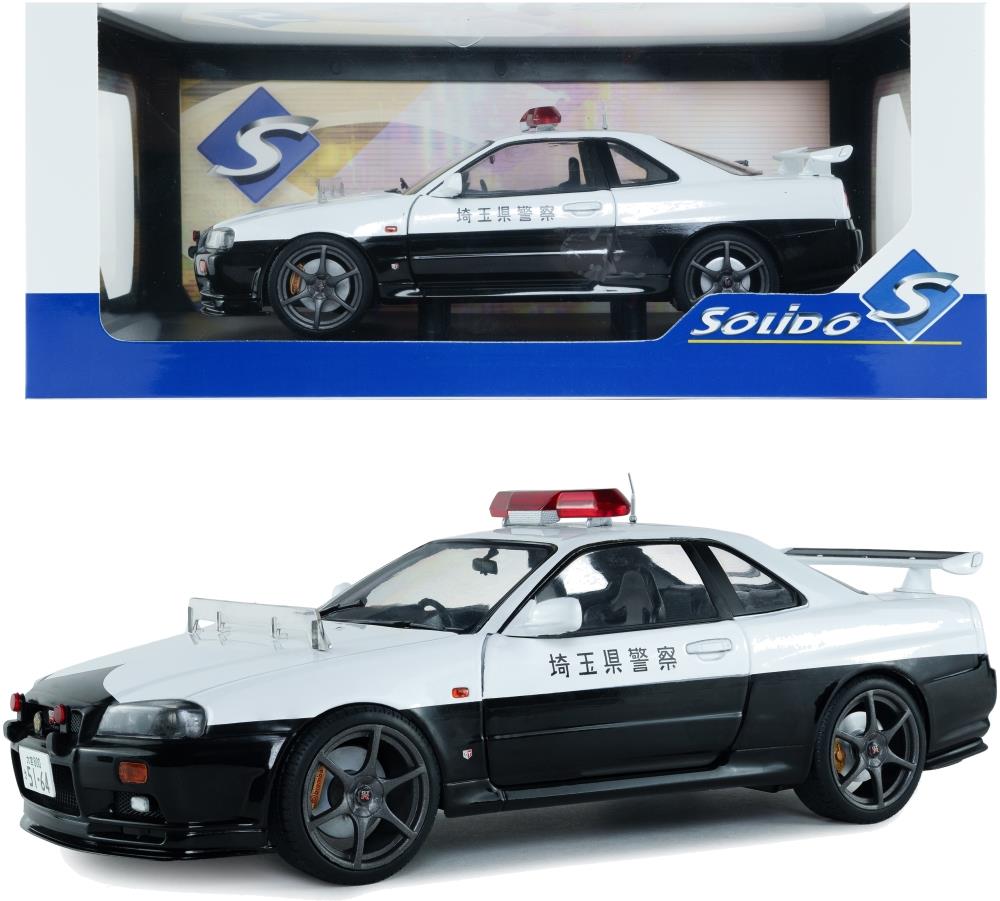 Solido  1:18th Scale Nissan Skyline GT-R (BNR34) Japanese Police White 1999