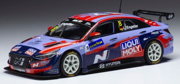 IXO 1:43 Scale Hyundai Elantra N TCR #8 Engstler Hyundai Liqui Moly WTCR 2021 L.Engstler