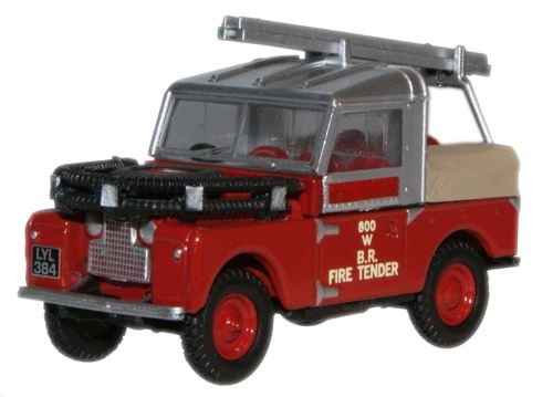 Oxford Diecast 1:76 Scale Land Rover 88" British Rail Fire Tender