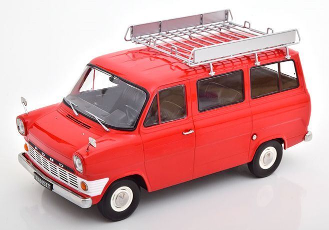 Kk Scale 1:18 Scale Ford Transit Bus 1965 with Roof Rack Red