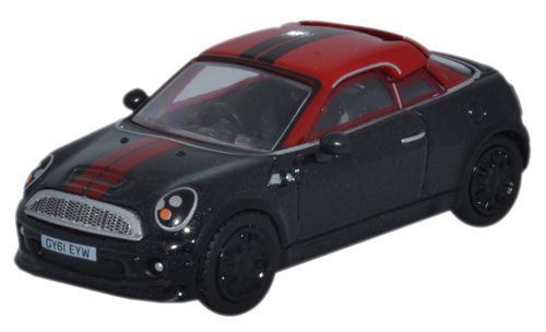 Oxford Diecast 1:76 Scale Mini Coupe - Midnight Black/Red