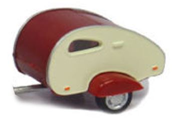 Cararam 1:43 Scale Caravan - Tear drop - White / Red