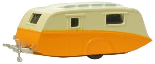 Oxford Diecast 1:76 Scale Caravan - Orange/Cream