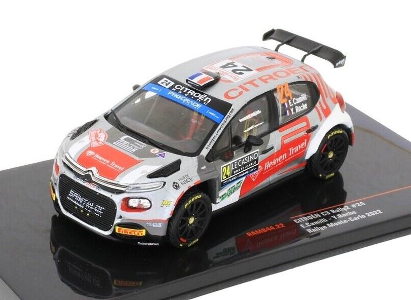 IXO 1:43 Scale Citroen C3 Rally2 #24 WRC Monte Carlo 2022 E.Camilli/Y.Roche