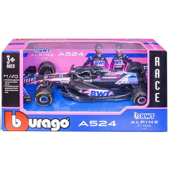 Burago 1:43 Scale BWT Alpine F1 Team A524 2024 Ocon Card Box