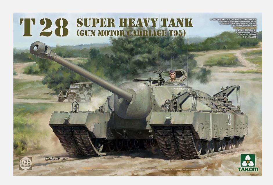 Takom 1:35 Scale 2209w T28 Box T28 Tank + M28A1/A2 Tank 2-in-1 + Guide