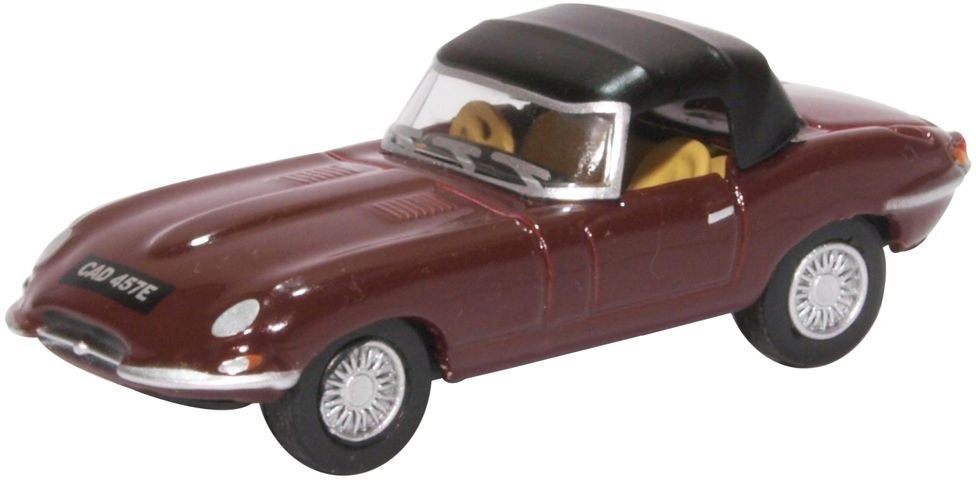 Oxford Diecast 1:76 Scale Jaguar E Type Soft Top Imperial Maroon