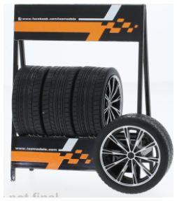 IXO 1:18 Scale Set of 4 Wheels Audi RS3 Wheels Black Silver