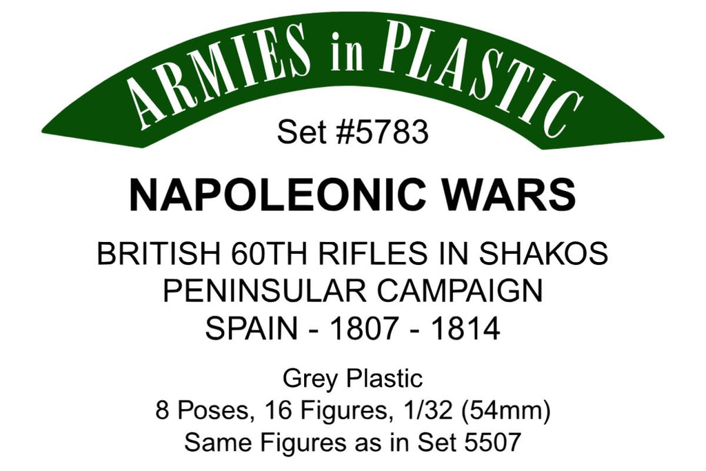 Armies In Plastic 5783 1/32 Scale  British 60th Rifles 1807-14 (Napoleonic) Grey Plastic