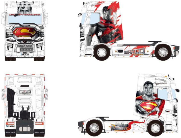 WSi 1:50 Scale Renault Trucks T High 4x2 Popp Fahrzeugbau Superman
