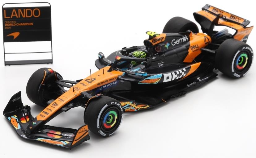 Spark 1:43rd Scale McLaren MCL39 #4 3rd Abu Dhabi GP 2025 L. Norris Champion 2025 w/Big Base/Tyre Marks