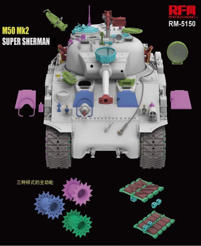 RyeField Model 5150 1/35 Scale Israeli Tank M50 Mk2 Super Sherman Standard Version