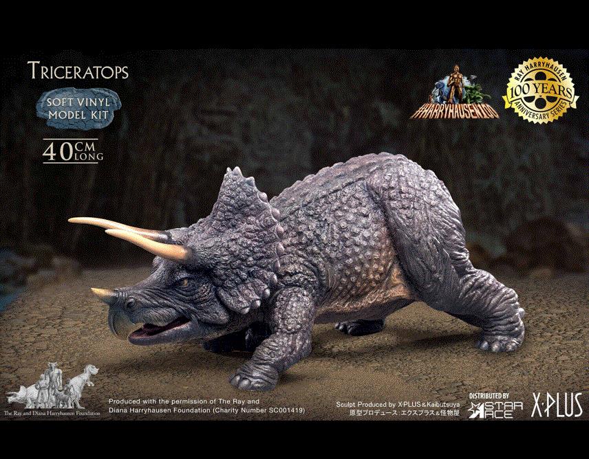 X-Plus STAR ACE SA9012M 40CM Triceratops Vinyl Model Kit Ray Harryhausen
