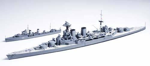 Tamiya 1/700 Scale HMS Hood and E Class Destroyer 31806