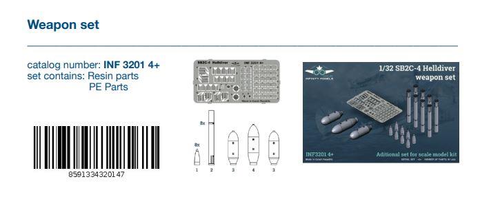 INFINITY Models 1/32 Scale SB2C Helldiver Weapon Set INF3201-4