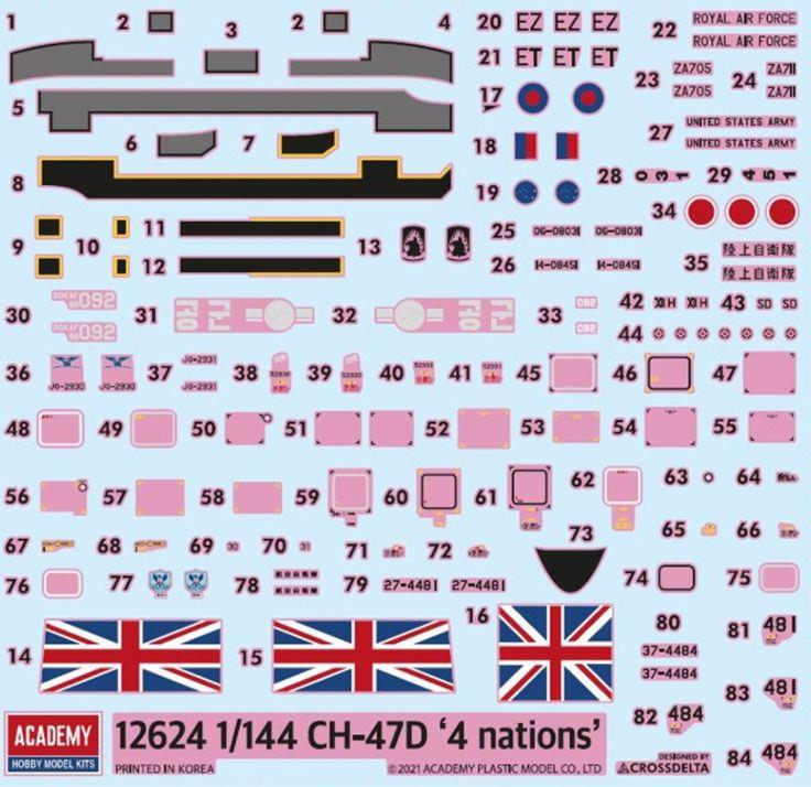 Academy Kits 1:144 Scale CH-47 D/F/J/HC Mk 1 Chinook '4 Nations'
