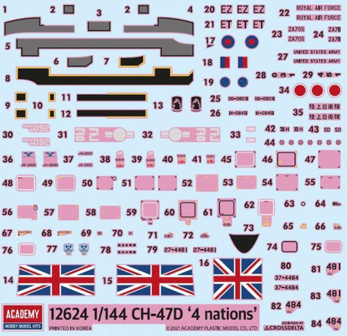 Academy Kits 1:144 Scale CH-47 D/F/J/HC Mk 1 Chinook '4 Nations'