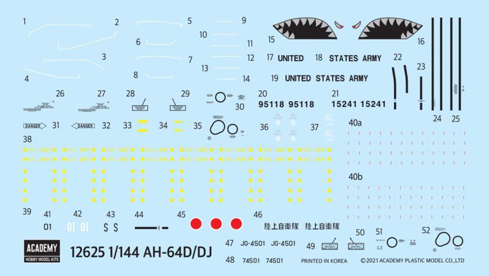 Academy Kits 1:144 Scale AH-64D/DJ Apache Helicopter