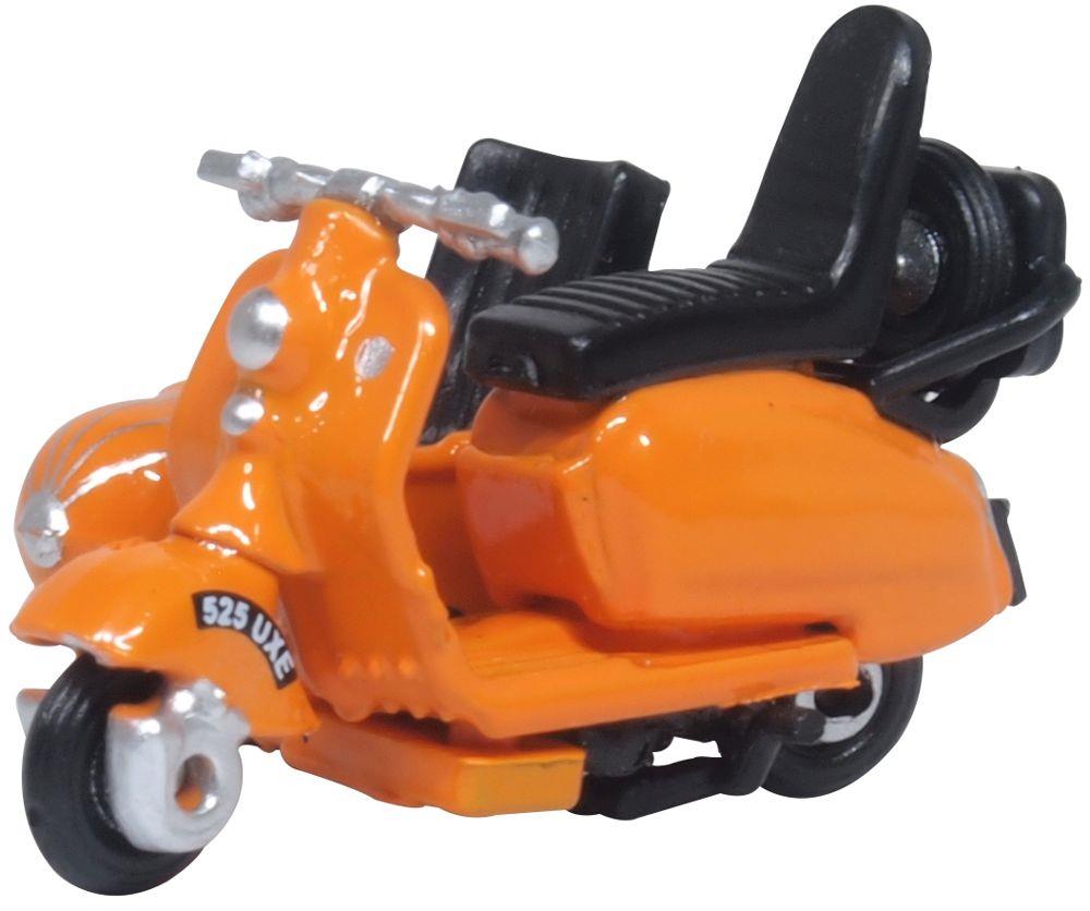 Oxford Diecast 1:76 Scale Scooter + Sidecar Orange