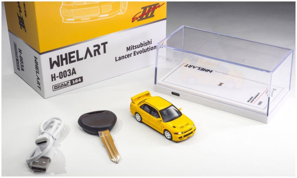 Whelart  1:64th Scale Mitsubishi EVO 3 Yellow - Light-Up!