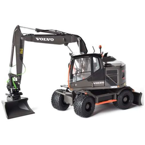 AT Collections 1:32 Scale Volvo EWR 150E Wheeled Excavator Black Nokian Ground Kare Steelwrist Tiltrotator