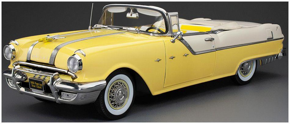 Sunstar 1:18 Scale Pontiac Star Chief Open Convertible White Mist Avalon Yellow 1955