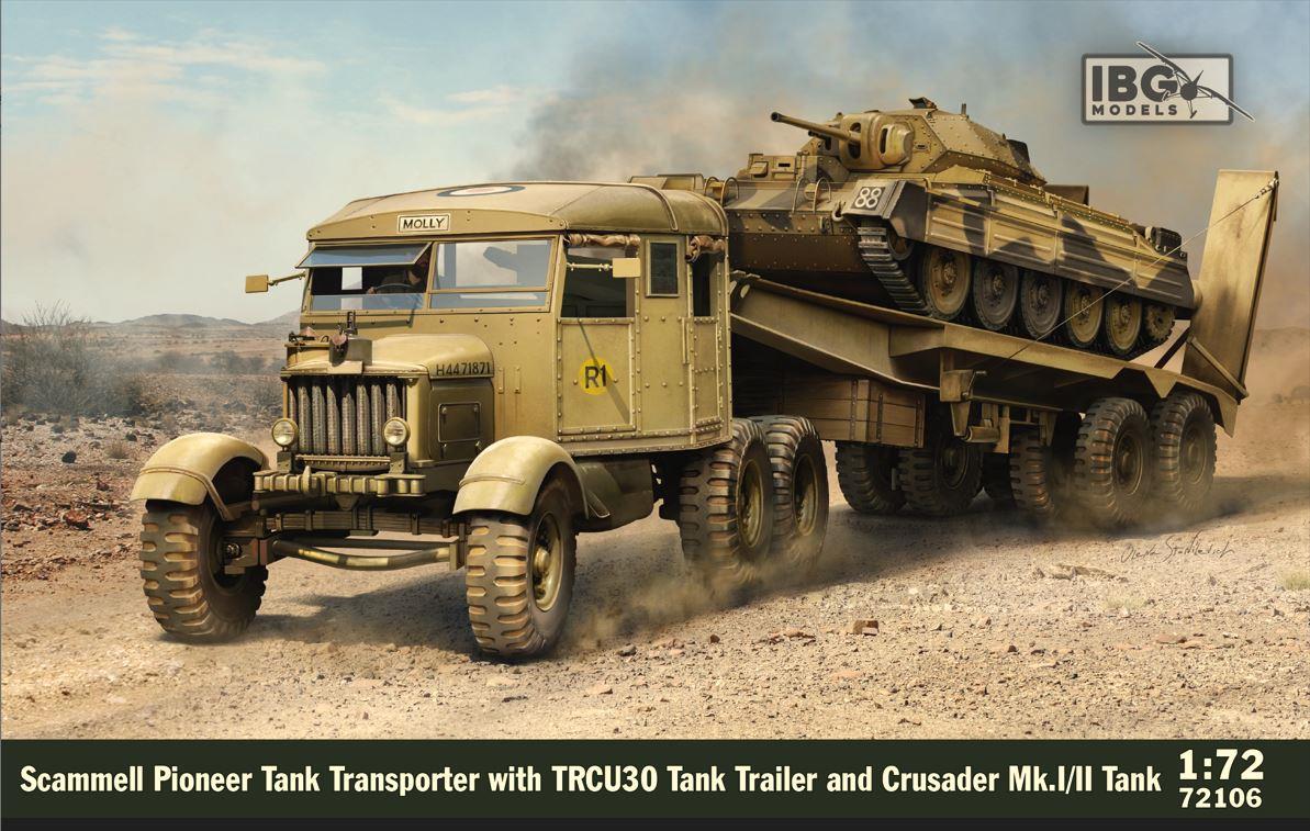 IBG 72106 1/72 Scale & ; Scammell Tank Transporter with TRCU30 Trailer and Crusader Mk.I/II (2in1)