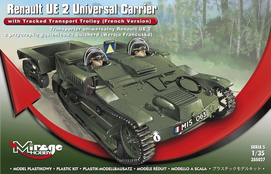 Mirage Hobby MIR355027 1/35 Scale Renault UE2 Universal Carrier With Tracked Tolly Plastic Model Kit