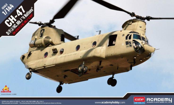 Academy Kits 1:144 Scale CH-47 D/F/J/HC Mk 1 Chinook '4 Nations'