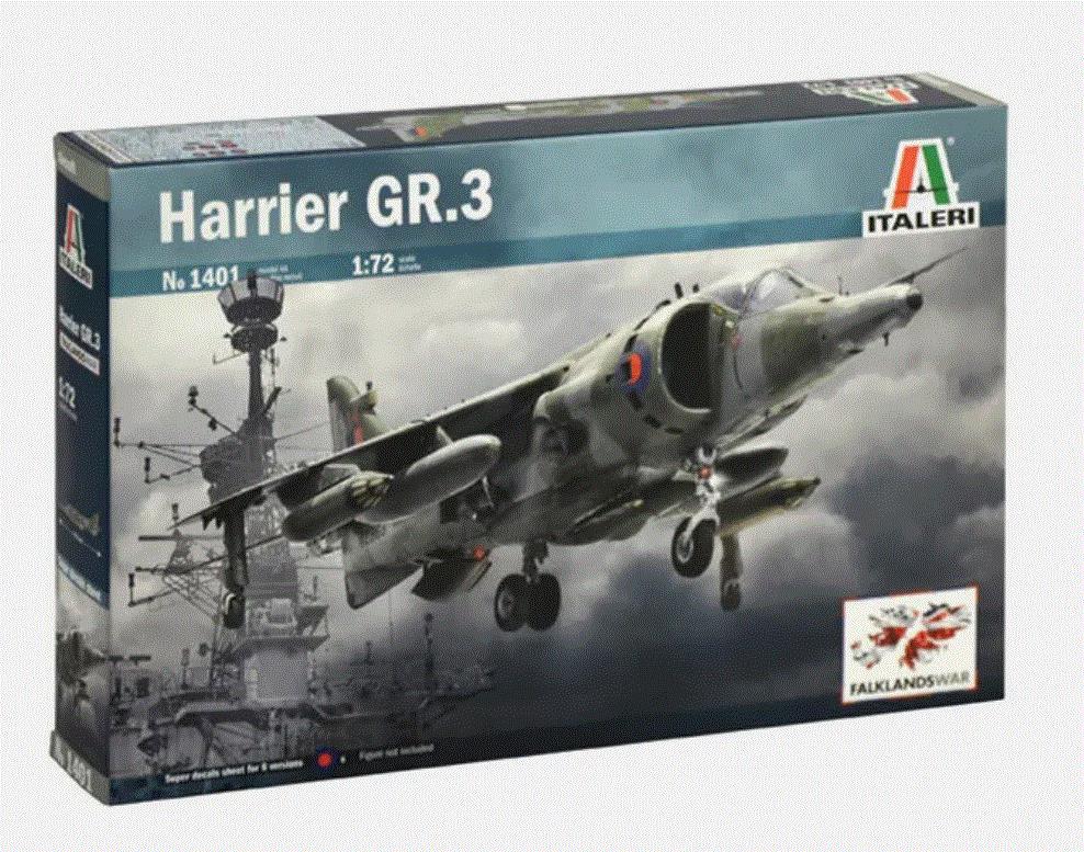 Italeri 1401 1/72 Scale Harrier GR.3 & #8216;Falklands War Aircraft Model Kit