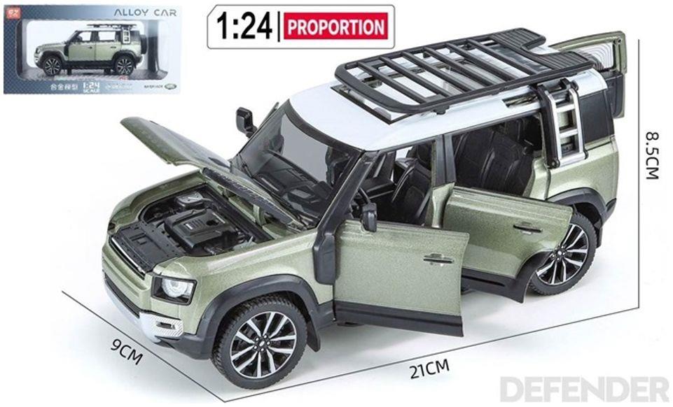 QY Toys 1:24 Scale Land Rover Defender 110 Green Opening Parts/Light and Sound