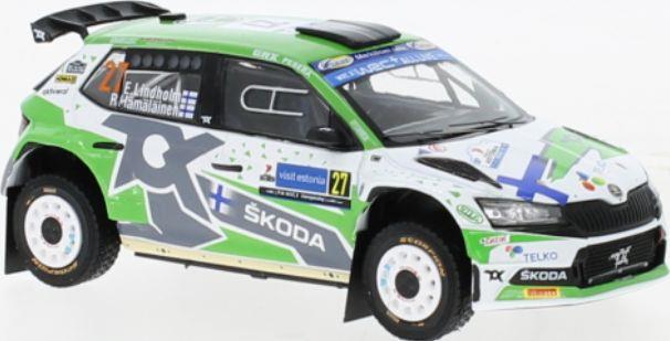IXO 1:43 Scale Skoda Fabia Rally2 EVO #27 Rallye WM Rallye Estland 2022 Lindholm/Hamalainen