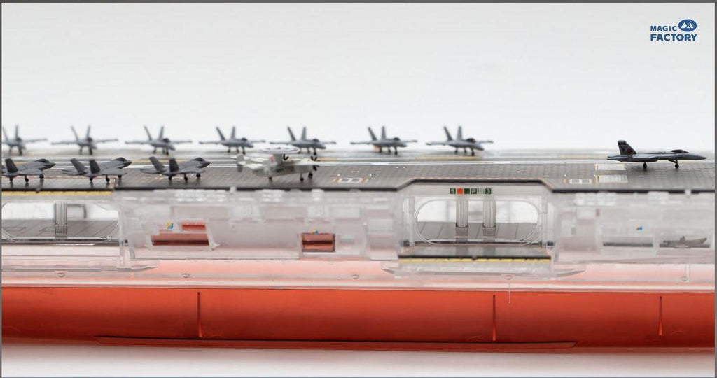 Magic Factory 6502 1/700 Scale USS Gerald R. Ford CVN-78 Clear Painted with extra aircraft and pre painted deck.
