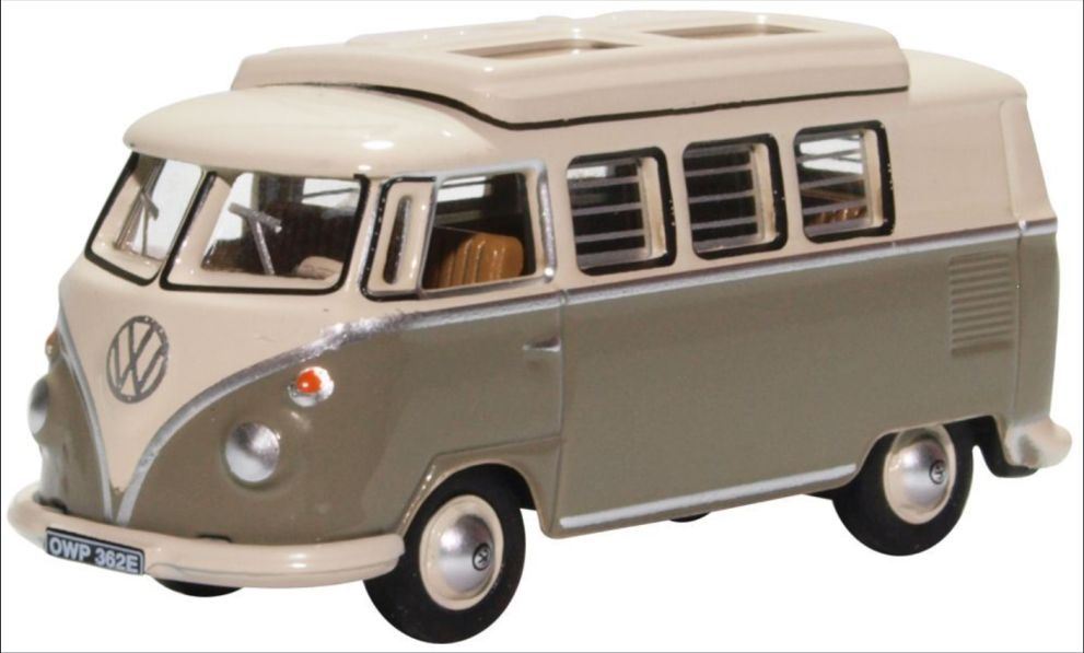 Oxford Diecast 1:76 Scale VW T1 Camper Mouse Grey/Pearl White