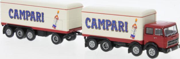 Brekina 1:87 Scale Fiat 691 Millepiedi Truck + Trailer Campari 1970