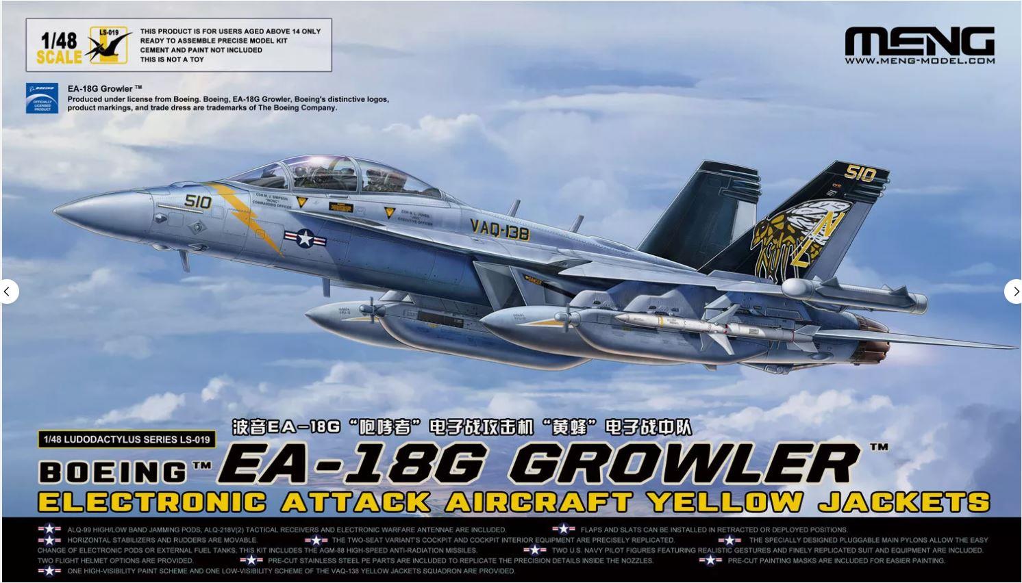 Meng-Model MNGLS-019 LS-019 1/48 Scale EA-18G GROWLER Electronic Attack Aircraft Yellow Jackets