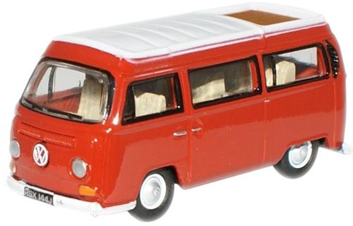 Oxford Diecast 1:76 Scale Vw Camper Open - Senegal Red/White