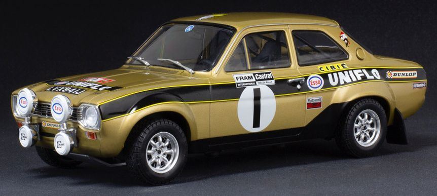 IXO 1:18 Scale Ford Escort MkI RS 1600 #1 Old Gold Welsh Rally 1972 R.Clark/J.Porter