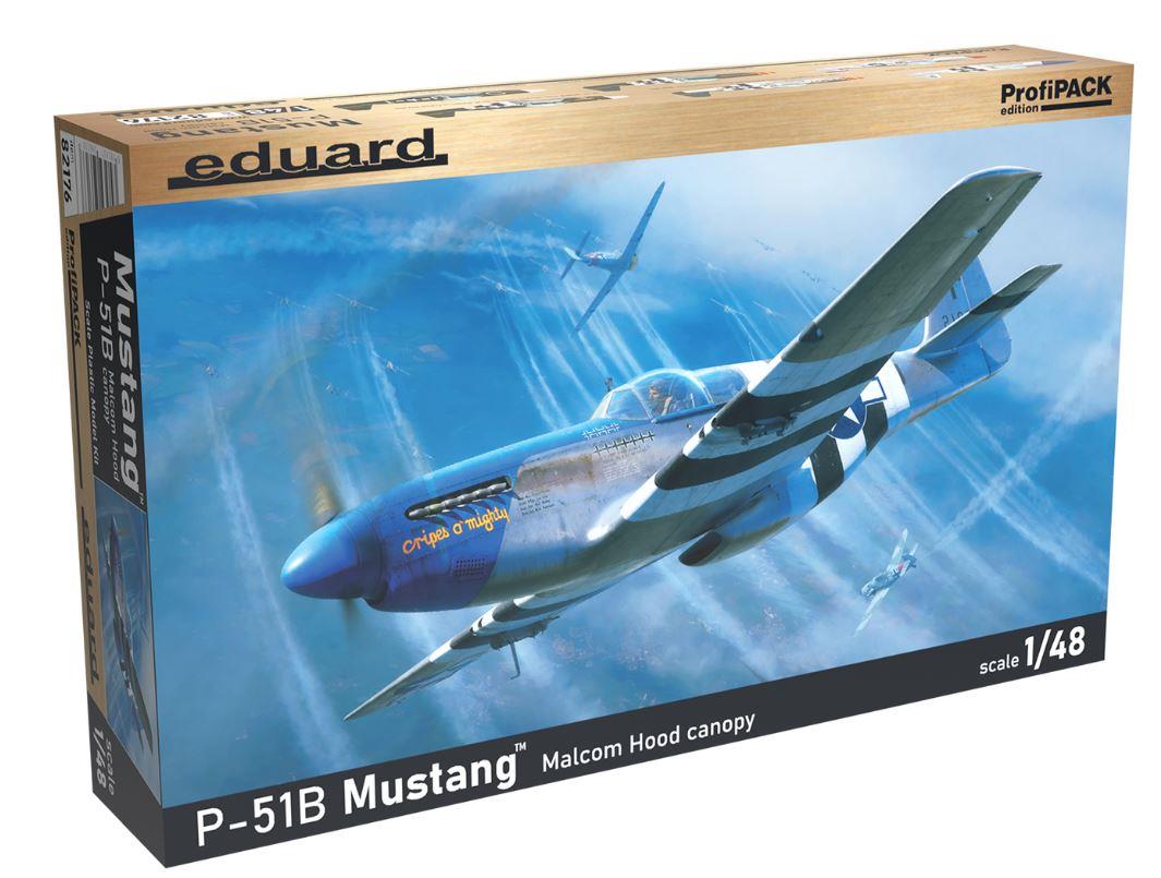 Eduard Kit 82176 1/48 Scale North-American P-51B Mustang, Malcolm Hood canopy Profipack Edition