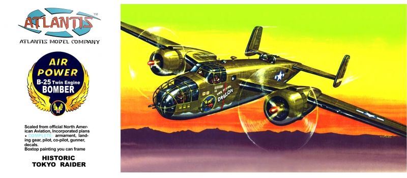 Atlantis kits 1:64 Scale B-25 Flying Dragon with Swivel Stand