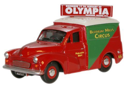 Oxford Diecast 1:76 Scale Morris Minor Van - Bertram Mills Circus
