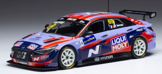 IXO 1:43 Scale Hyundai Elantra N TCR #69 Engstler Hyundai Liqui Moly WTCR 2021 J-K.Vernay
