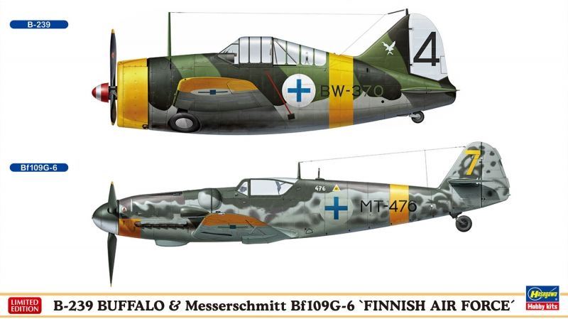 Hasegawa 1:72 Scale B-239 & BF109G-6 Finnish Air Force - Combo
