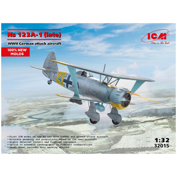Icm Plastic Kits 1:32 Scale Hs 123A-1 (Late) WWII German Attack Aircraft